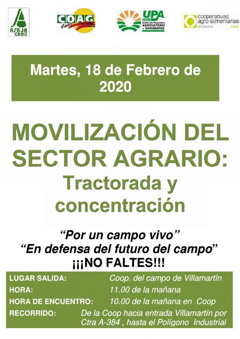 MOVILIZACIÓN DEL SECTOR. Martes 18 de Febrero en Villamartín