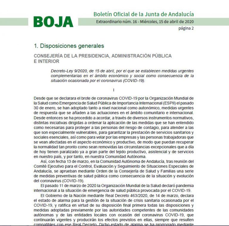 MEDIDAS URGENTES COMPLEMENTARIAS EN EL ÁMBITO ECONÓMICO Y SOCIAL (COVID-19)