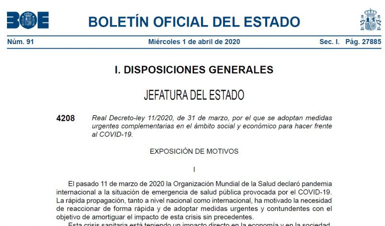 NOTA REAL DECRETO LEY 11/2020 DE 1 DE ABRIL