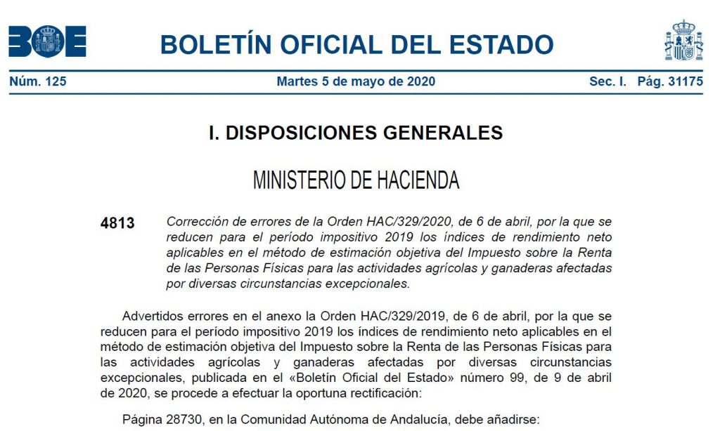 Imagen FISCALIDAD: MODIFICACIÓN ORDEN REDUCCIÓN DE MÓDULOS 2019