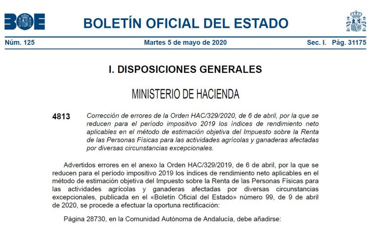 FISCALIDAD: MODIFICACIÓN ORDEN REDUCCIÓN DE MÓDULOS 2019