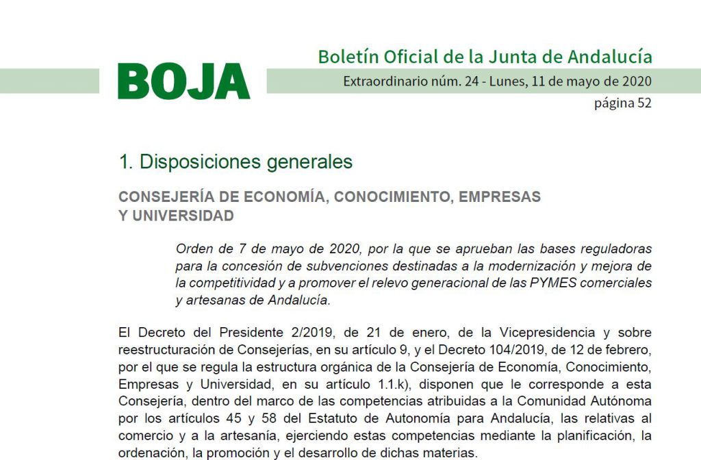 Imagen AYUDAS DE MODERNIZACIÓN PARA PYMES COMERCIALES Y ARTESANAS DE ANDALUCÍA