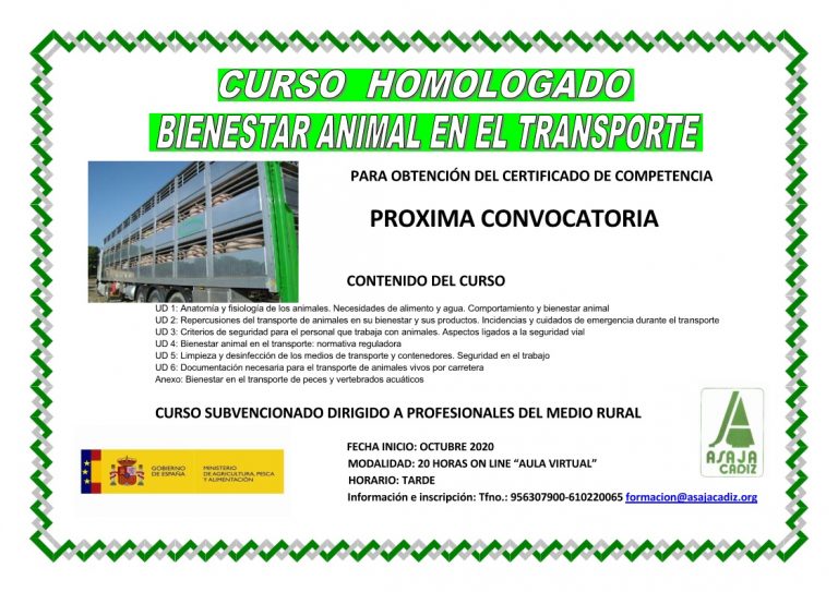 Curso Homologado Bienestar Animal en el transporte