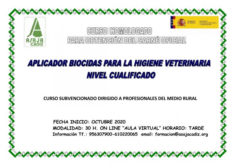 Curso de Aplicador de Biocidas para la higiene veterinaria