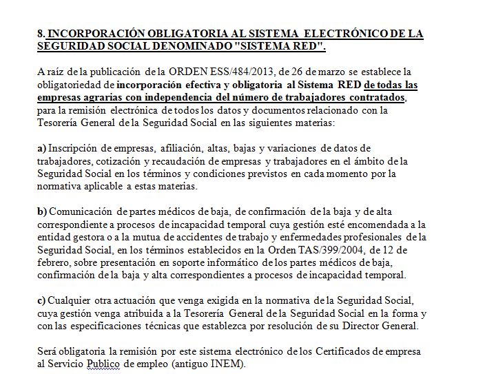 INCORPORACIÓN OBLIGATORIA AL SISTEMA  ELECTRÓNICO DE LA SEGURIDAD SOCIAL DENOMINADO «SISTEMA RED»