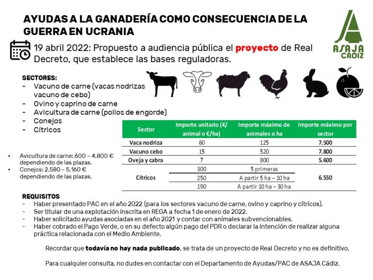 AYUDAS A LA GANADERÍA COMO CONSECUENCIA DE LA GUERRA EN UCRANIA