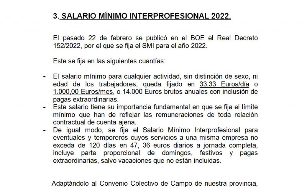 Imagen SALARIO MÍNIMO INTERPROFESIONAL 2022