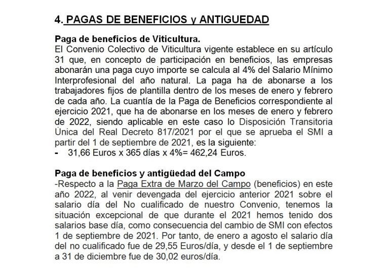 PAGA DE BENEFICIOS Y ANTIGÜEDAD