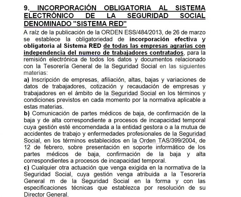 INCORPORACIÓN OBLIGATORIA AL SISTEMA ELECTRÓNICO DE LA SEGURIDAD SOCIAL DENOMINADO «SISTEMA RED»